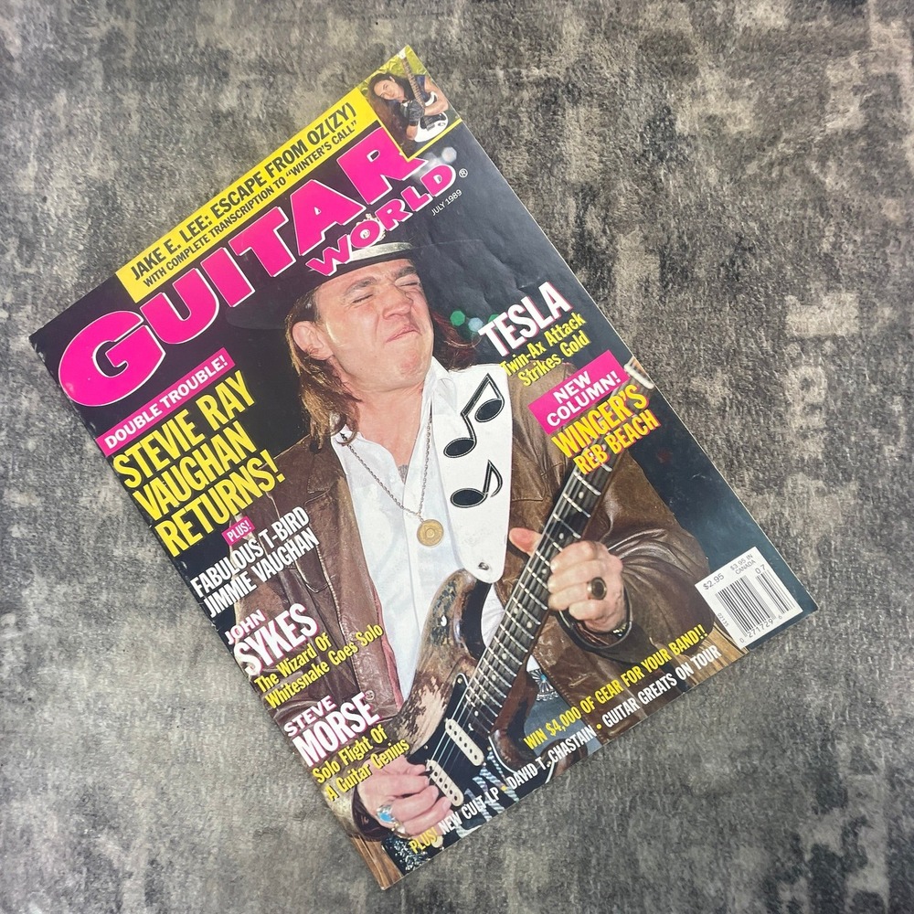 Vintage Guitar World Magazine July 1989 Stevie Ray Vaughan SRV Tesla Sykes Morse